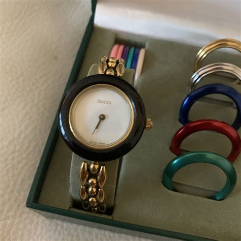 gucci watch with changeable face|vintage gucci watch with bezels.